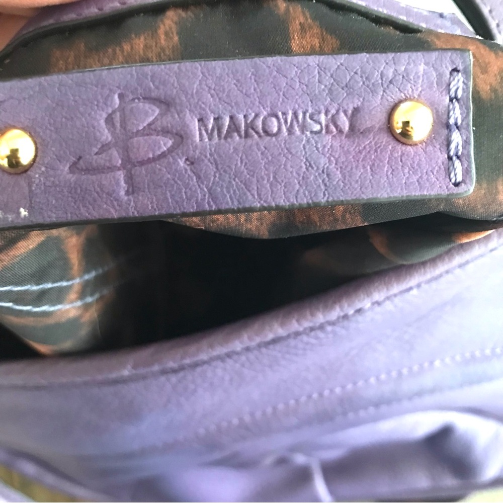 B. Makowsky Purple Gold Chunky Hardware Leather Crossbody - Picture 10 of 16